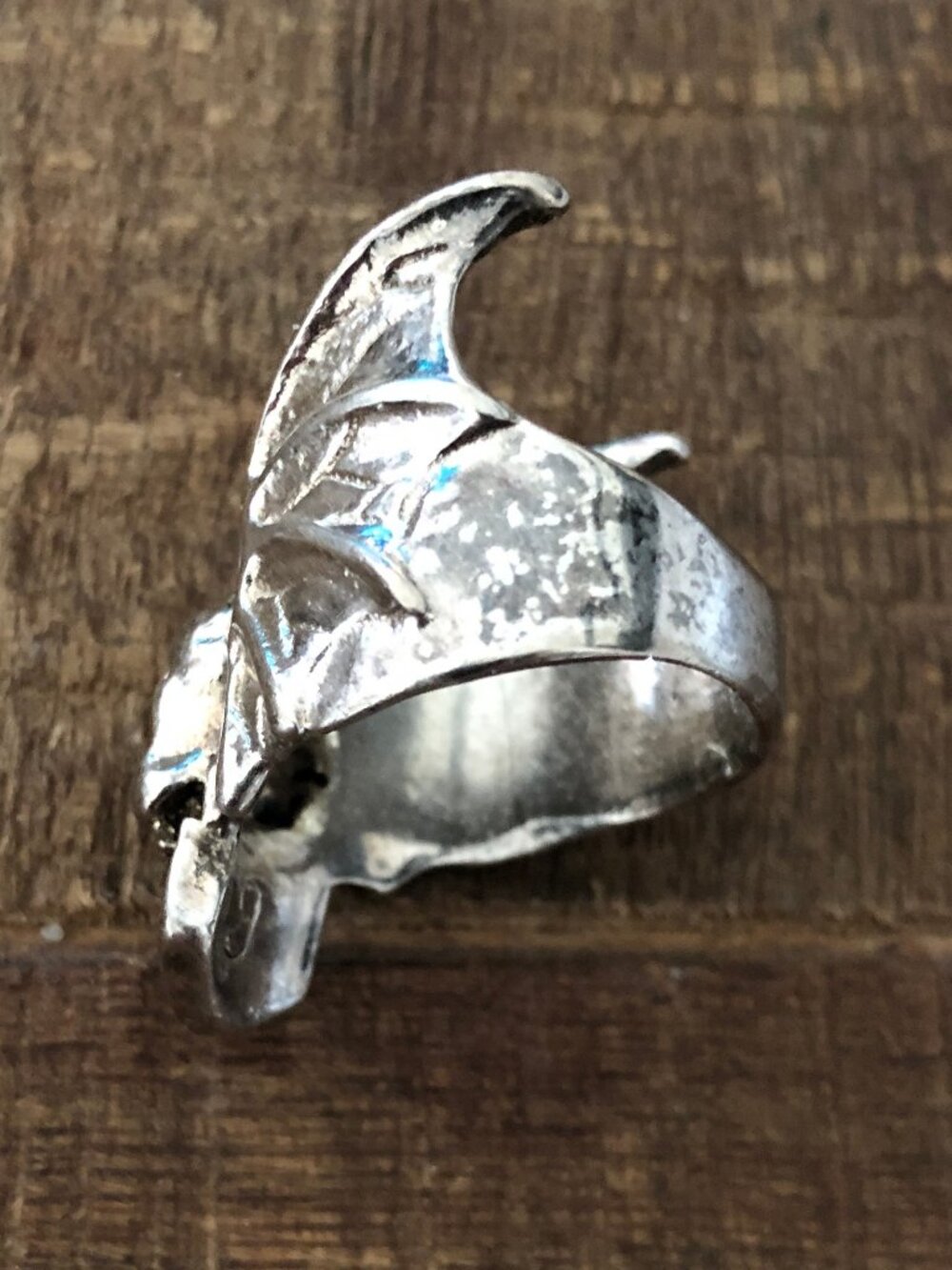 Vintage Unisex Silver Toned Motor Cycles Skull Ring - Picture 8 of 13